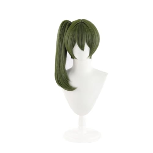 Cosplay Anime Synthetik Perücke, Cosplay Perücken 50cm Glattes Haar for Damen Grün Pferdeschwanz Hitzebeständige Perücken