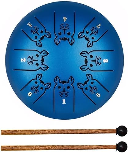 Stahlzungentrommel, 6 Zoll 8-Noten-Stahlhandtrommel mit Trommelstöcken, 12 Zodiac Ethereal Drum for Anfänger, Schlaginstrument for die musikalische Bildung, Yoga, Meditation/374 (Color : G)