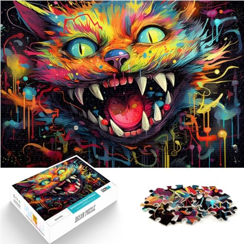 Puzzlespiel „Psychedelische Farbkatze“ für Erwachsene, 1000 Teile, Holzpuzzle, Spaß für Aktivitäten zu Hause, Geburtstagsgeschenk, Reisegeschenk, 1000 Teile (50 x 75 cm)