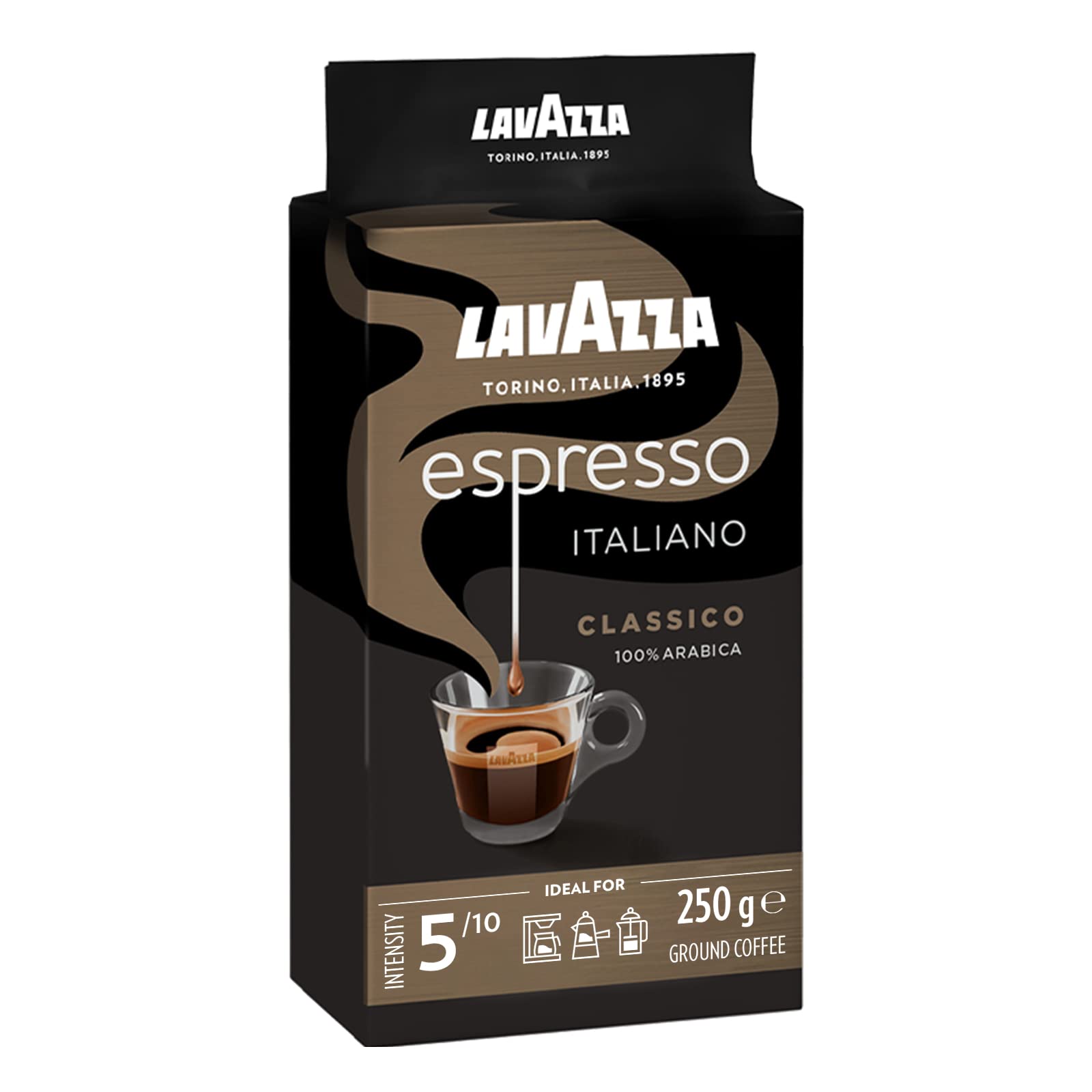 Lavazza Caffe Espresso Gemahlener Kaffee (250 g) - Packung mit 6