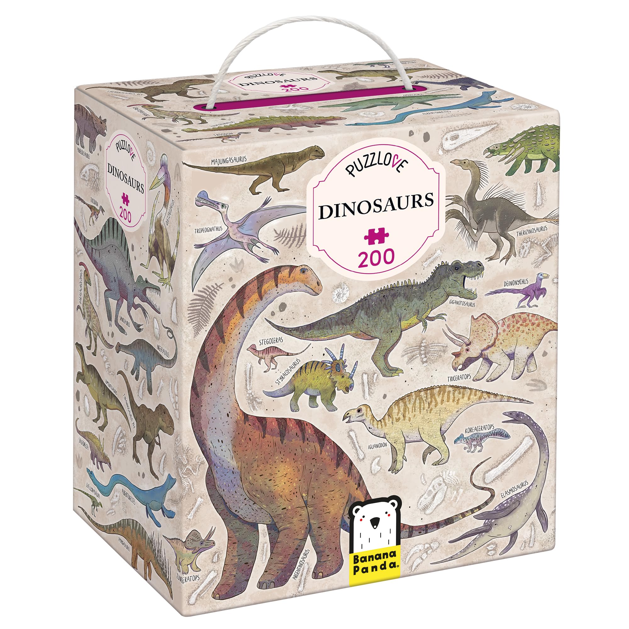 Puzzlove Dinosaurs 200 Teile Lernpuzzle für Kinder 7+, Bodenpuzzle Dinosaurier