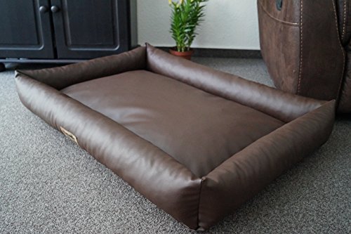 Hundebettenmanufaktur Hundebett Hundesofa Schlafplatz wendbar komplett aus Kunstleder PicoBello Farbe und Größe wählbar (100 cm X 70 cm, braun)