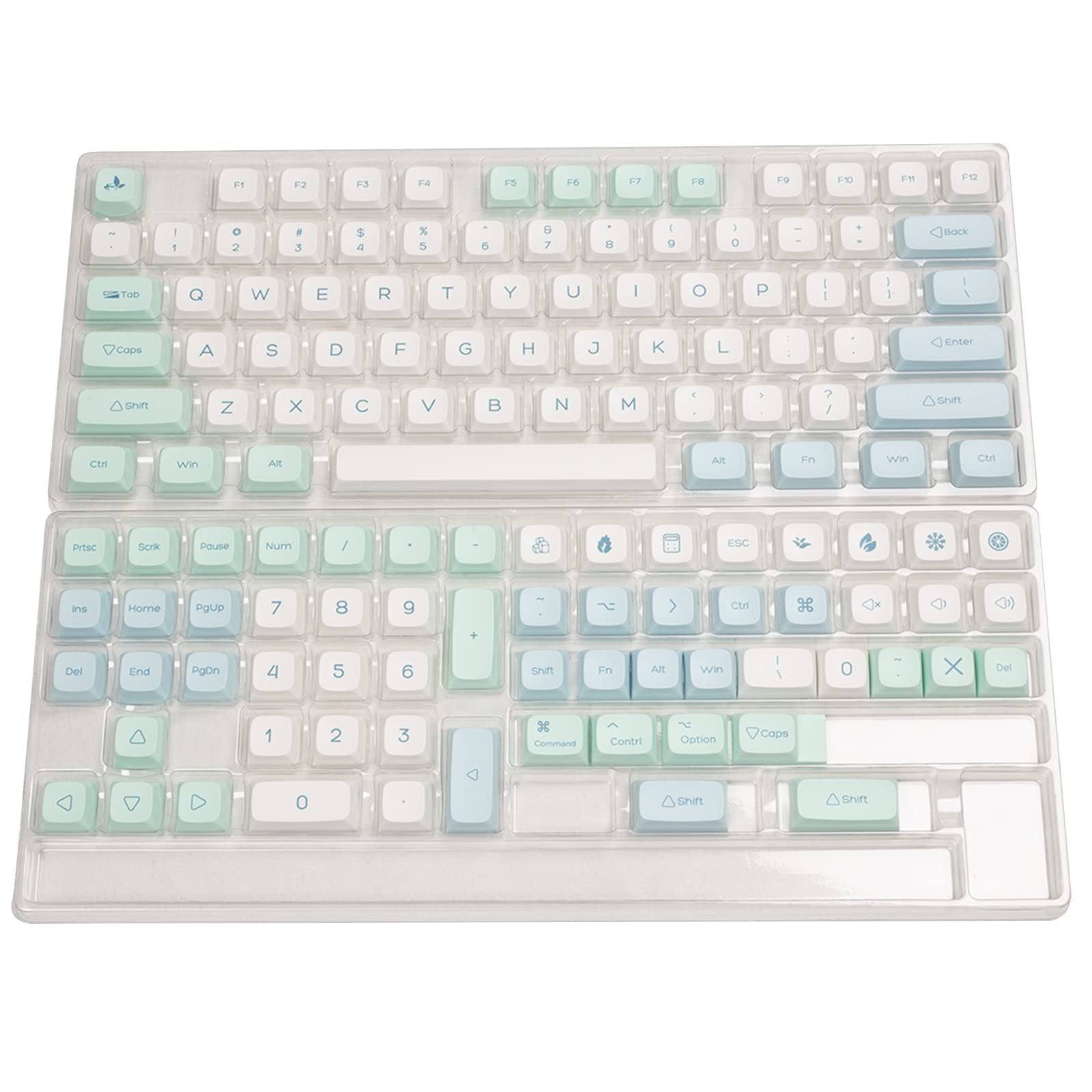 DYE SUB Tastenkappen mit 135 Tasten, personalisierbar, Eiskristall-Minz-Tastenkappe für mechanische MX-Tastatur