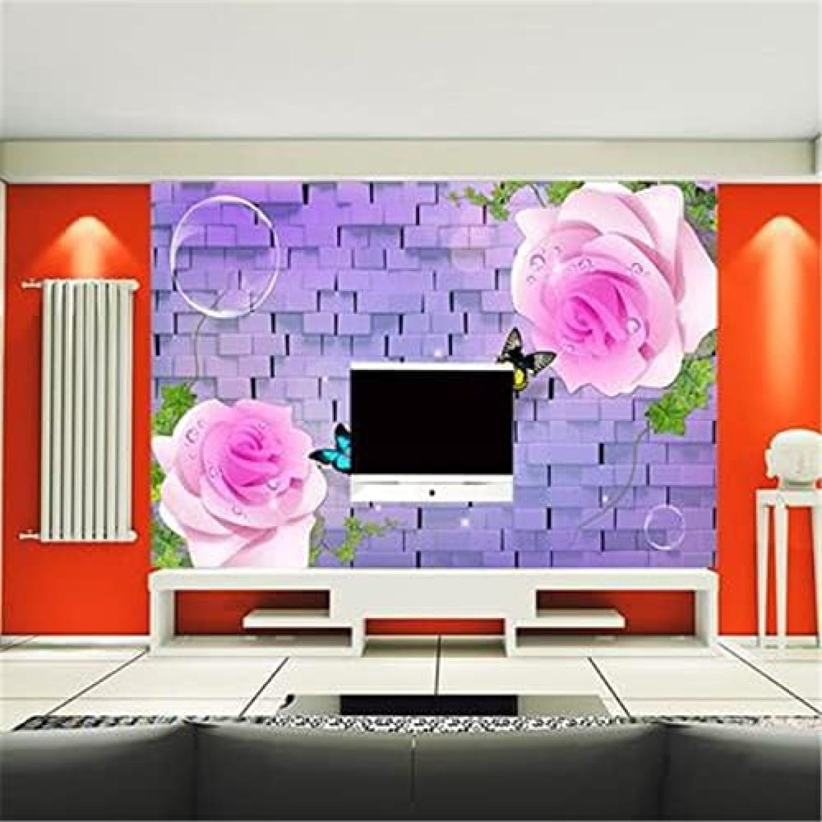 XLMING Lila Rose Romantische Hochzeit Wand Speisesaal Tv Hintergrund 3D Tapete Wohnzimmer Sofa Schlafzimmer Esszimmer Home Dekoration Wand-150cm×105cm