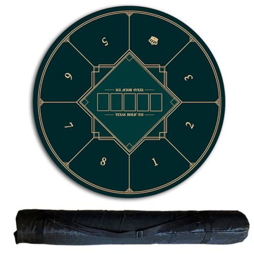 BFVAKBKYT Professionelle Pokermatte für Tische, Tragbare Pokertischplatte mit Tragetasche, Spiellayoutmatte for 8 Spieler for Spielen von Karten, Pokerspiele(0.6 x 0.6 M)