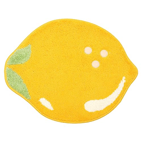 Altsuceser Fluffy Bath Mat for Bathroom, Non Slip Cute Fun Fruit Bath Mat Shaggy Absorbent Bathtub Rug Plush Shower Rugs Washable, Foot Mat Lemon