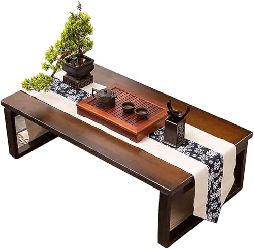 Couchtisch Tatami-Tisch, faltbar, Chabudai, rechteckig, einfacher Kleiner Tisch, Haushalts-Esstisch, Bambus, für Zuhause, Büro, Esszimmer, Holzfarbe, 70 x 50 x 31 cm