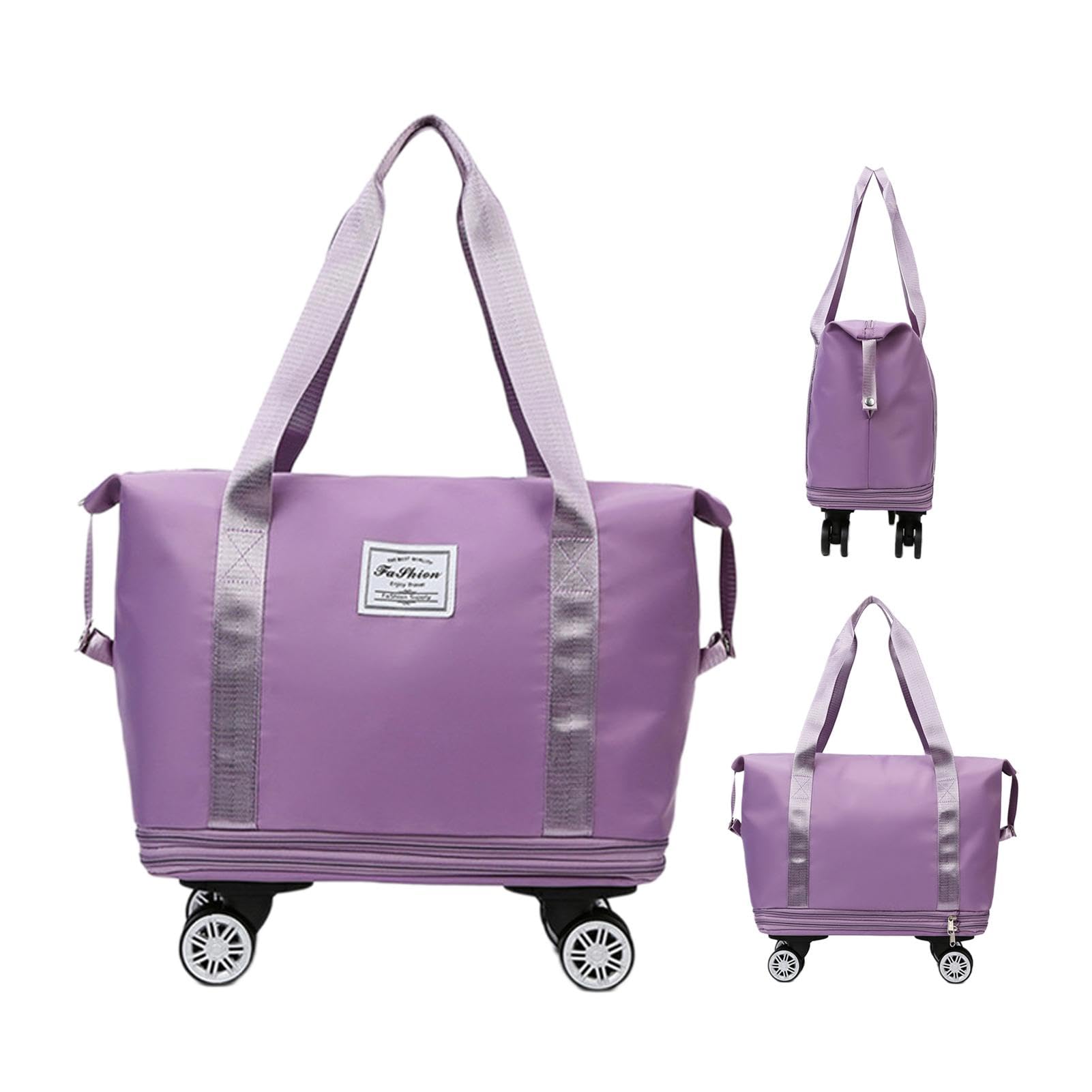 Reisetasche, Sporttasche mit Rollen, wasserdicht, faltbar, für Reisen, wasserdichte Tasche für Trolley, Gepäck, große Reisetasche für Geschäftsreisen, violett, Se référer au descriptif, Siehe