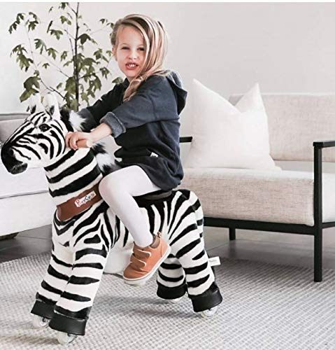 PonyCycle Offizielle Klassisch U-Serie Reiten auf Zebra Spielzeug Plüsch Lauftier Zebra für Alter 4-9 Mittlere Größe U468