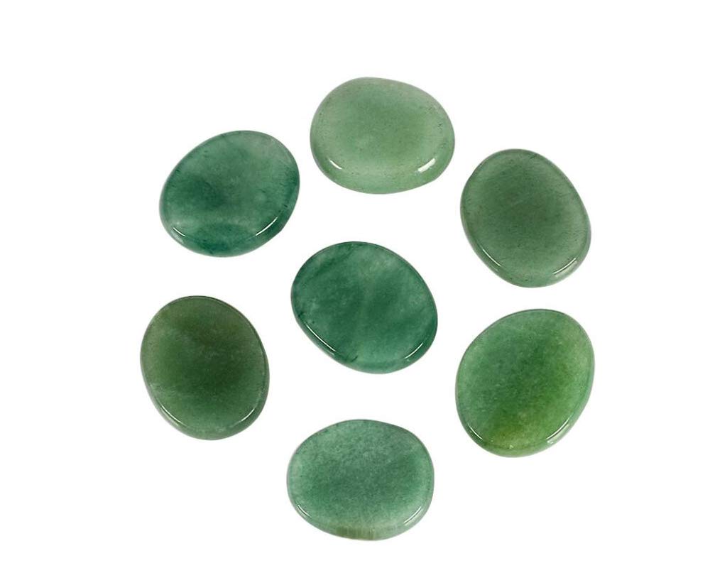 Natürlicher Kristall rau 7-teiliges Set mit natürlichen Massagesteinen for professionelles Spa oder Heim-Spa, glatte und natürliche Massagesteine (Color : Green Aventurine)