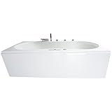 Basera® PREMIUM Indoor Whirlpool Badewanne Palma 190 x 90 cm mit 20 Massagedüsen, Heizung, Ozongenerator, Bodenansaugung, Wasserfall, LED-Ambiente, Touchpanel, Bluetooth, Radio