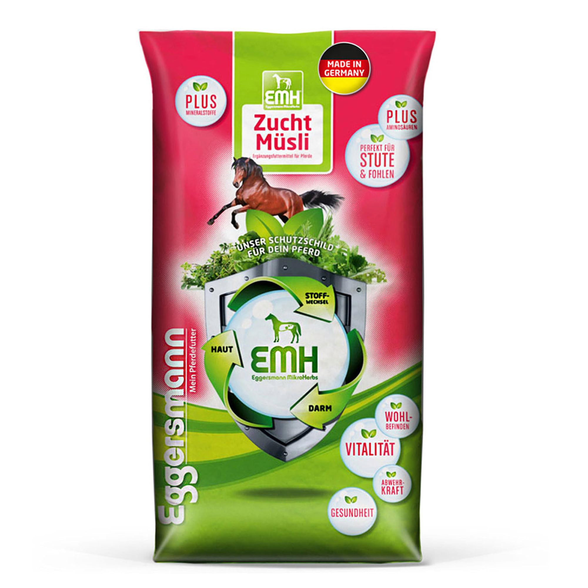 Eggersmann EMH Zucht Müsli 20kg – Pferdemüsli für Zuchtpferde – Ergänzungsfutter für Zuchtstute und Fohlen - Natürliches Eggersmann Pferdefutter