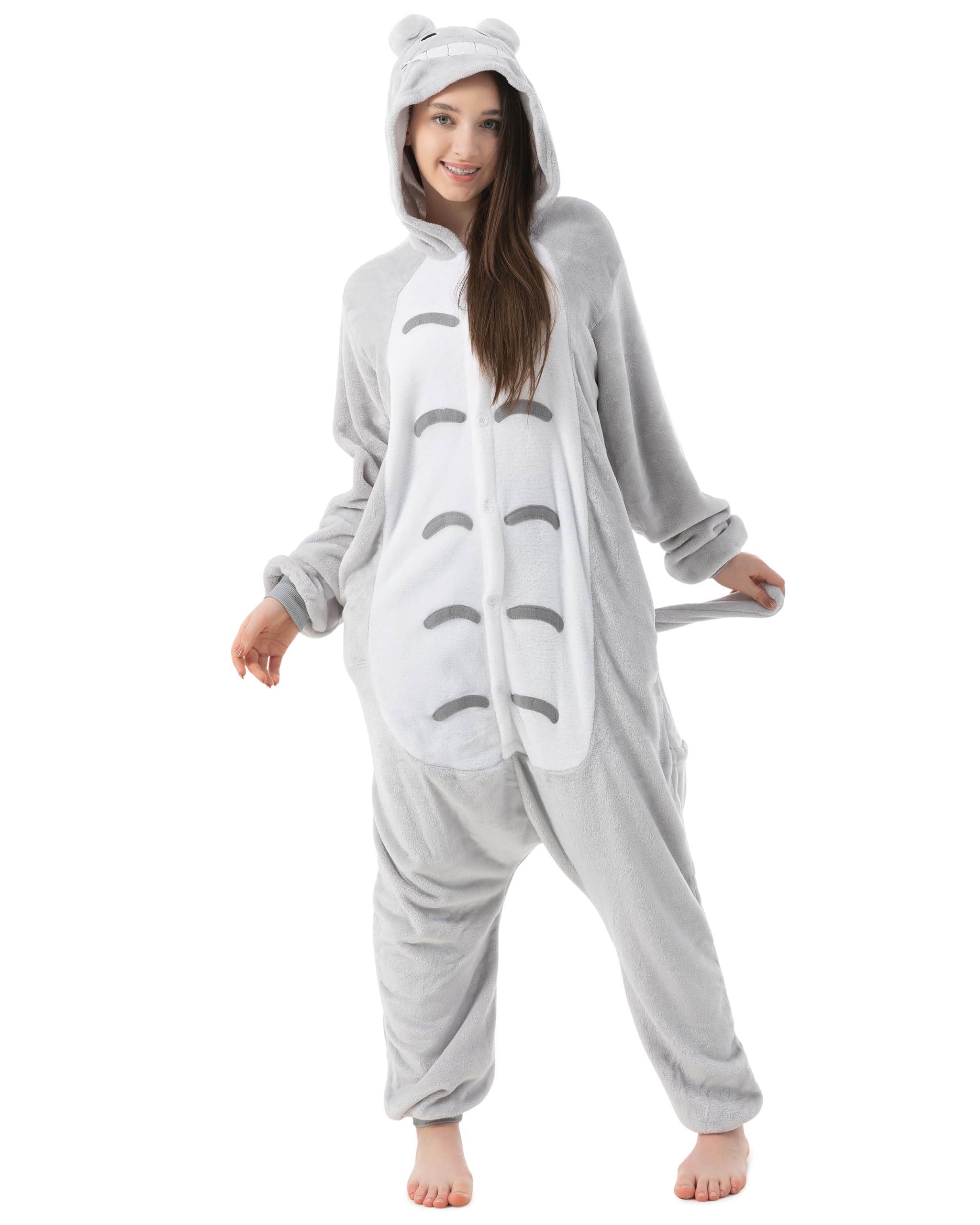 Katara 1744 - Katze Kostüm-Anzug Onesie/Jumpsuit Einteiler Body für Erwachsene Damen Herren als Pyjama oder Schlafanzug Unisex - viele Verschiedene Tiere