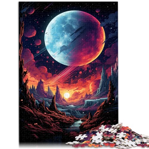 Puzzles Geschenk Malerei Farbe Mond und das Puzzle 500 Teile für Erwachsene Holzpuzzle Schwierige schwere Puzzles für Frauen Männer 500 Stück (38 x 52 cm)