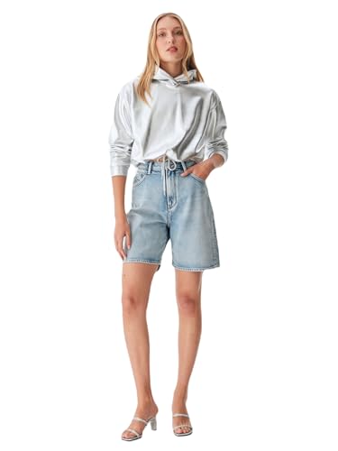 LTB Jeans Damen Jeansshorts Larie - Bermudashorts mit Reißverschluss und hoher Taille hergestellt aus Baumwolle - Größe XS in der Farbe Blau