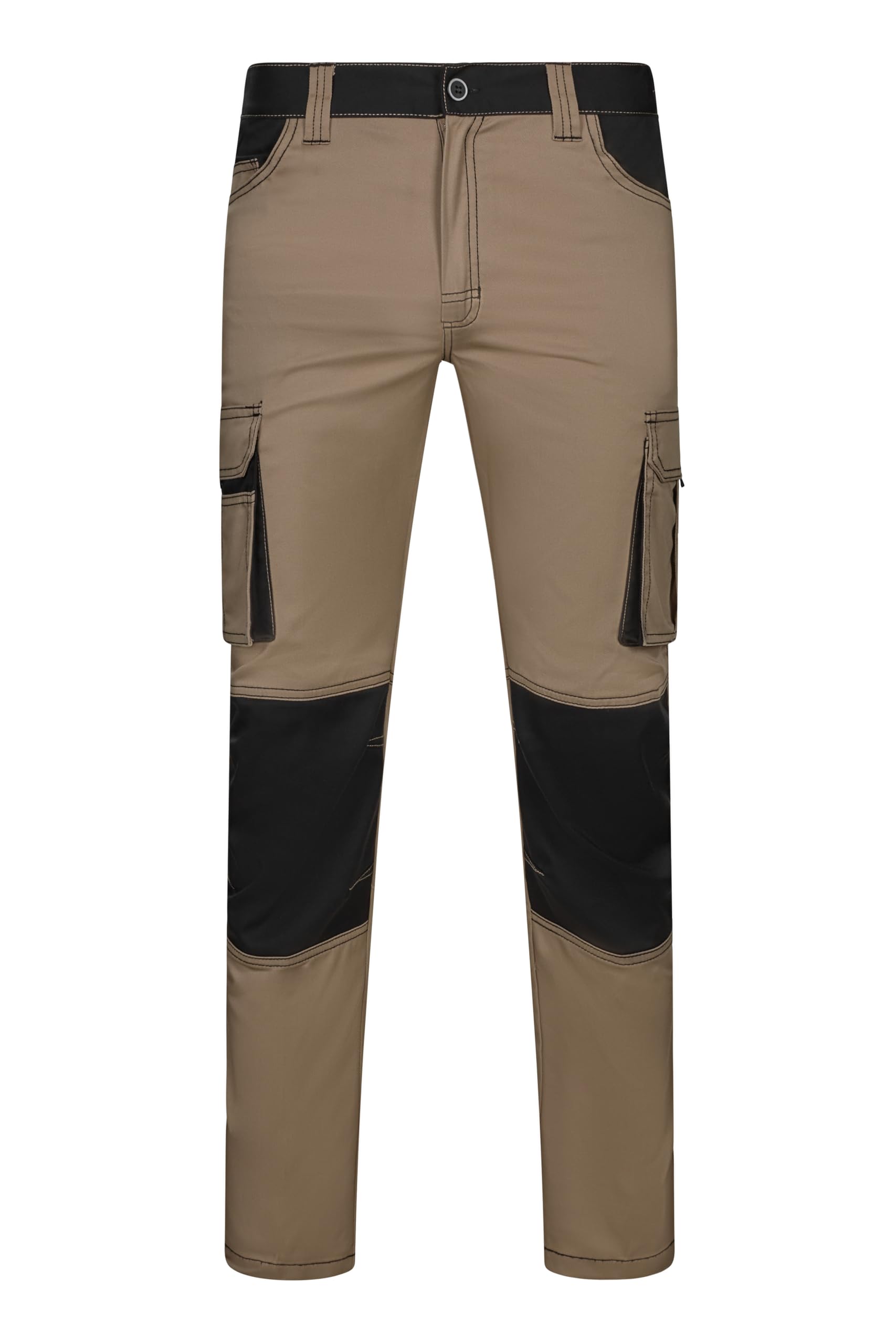 VELILLA Unisex Pantalón Stretch Bicolor Arbeitshose, Beige und Schwarz, 40 DE