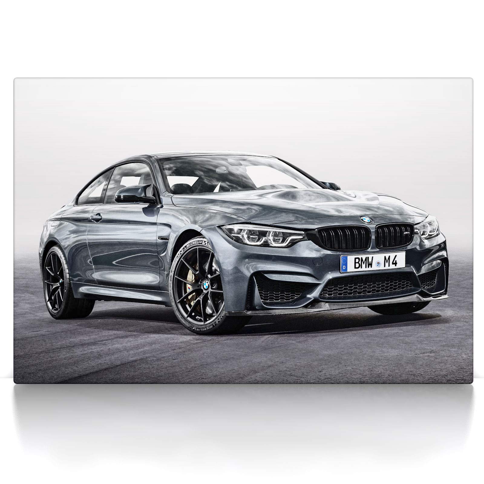 Leinwandbild M4 Coupe - Leinwand Bild auf Keilrahmen - Wandbild Auto kompatibel mit BMW M4 Coupe (80 x 60 cm, Leinwand auf Keilrahmen)