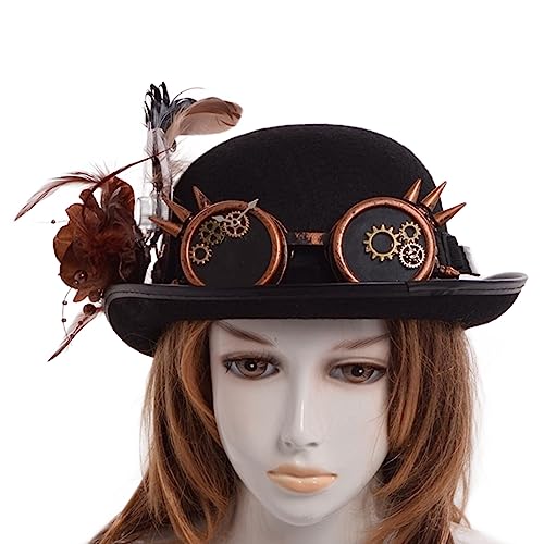 HDKEAN Unisex Zylinder Industrial Age Gothic Billycock Cosplay für ComicCon Party Zubehör Industrial Age Cap Top Hat Vintage inspiriertes Accessoire