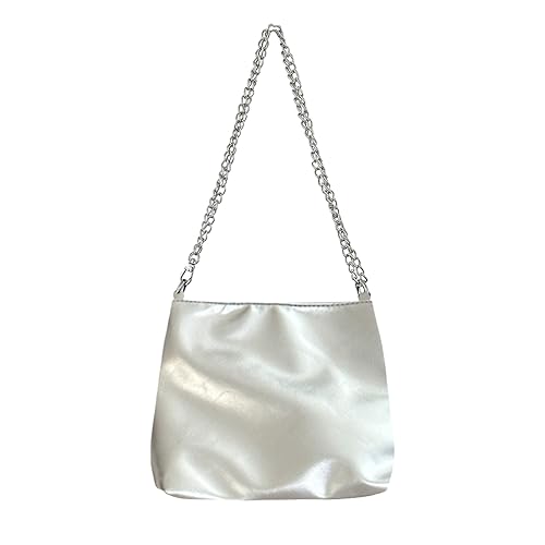 ohodhmnu Damen Tragetasche, klassische Kette Schultertasche Stilvolle & vielseitige Crossbody Geldbörse mit großer Kapazität Minimalisten Handtasche für Mädchen Frauen, silber, with accessories