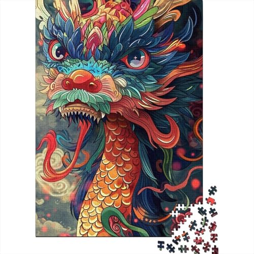 1000-teiliges Puzzle für Erwachsene und Teenager, asiatischer chinesischer Drache, Puzzles für Erwachsene und Teenager, Familienspiele, Weihnachts- und Geburtstagsgeschenke (75x50cm)