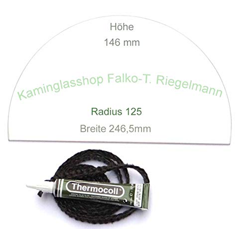 Glasmanufaktur u. Bauelementevertrieb Riegelmann Kaminglas Sichtscheibe 5 mm passend für Bullerjan 00/01 mit Dichtungsset 1