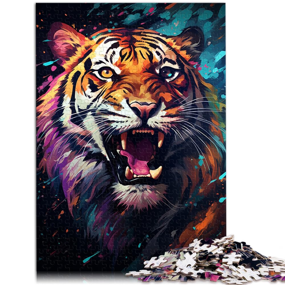 Puzzles Geschenke Spielzeug Sternenhimmel Malerei Tiger 1000-teiliges Puzzle Lernspiele Holzpuzzle als Geschenk für die ganze Familie und die 1000 Teile (50x75cm)