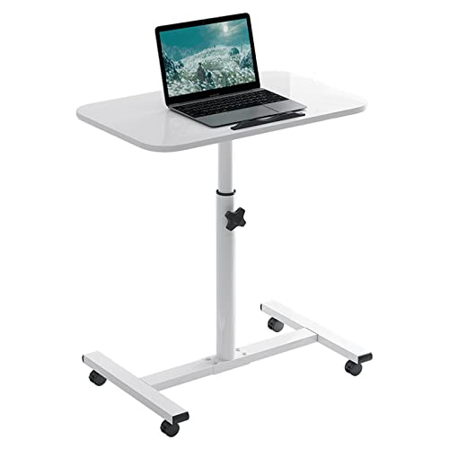 Verstellbarer Betttisch, tragbarer 360° neigbarer Laptop-Computer-Sofatisch, Überstuhltische für Behinderte mit Rädern, Verstellbarer 90-cm-Schreibtisch, weiß