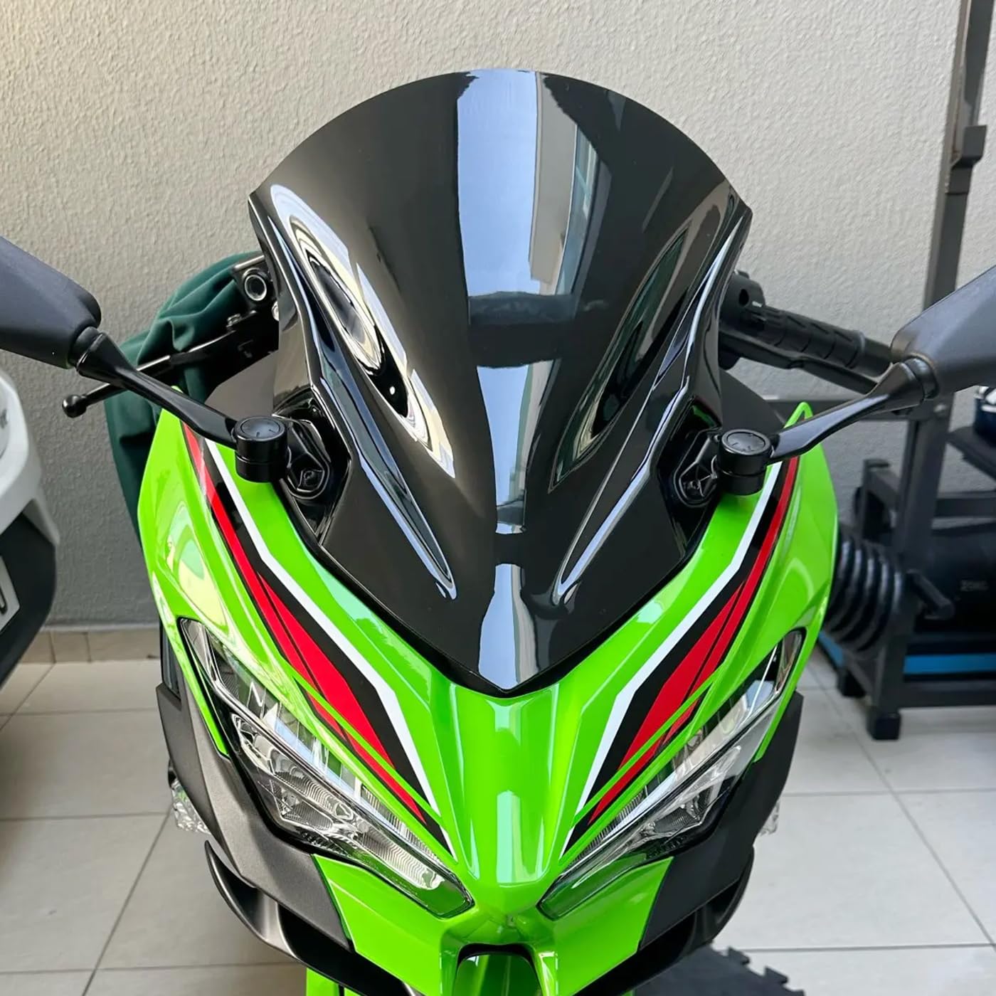 for für Ninja 400 2018-2022 Motorrad Hochwertige PC Kunststoff Windschutzscheibe Schallwand Windabweiser Mit Halterung (Rauch)