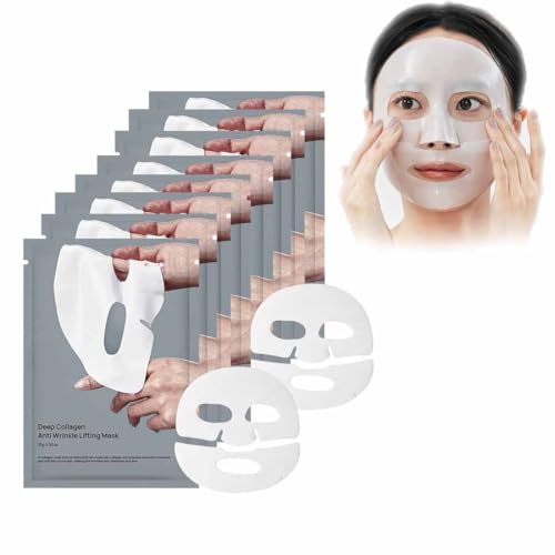 Koreanische Bio-Collagen Real Deep Mask,Collagen-Maske üBer Nacht,Bio-Collagen Collagen Mask,Kollagen Maske,Anti-Falten-Lifting-Gesichtsmaske,Hydrating Overnight Mask,Pore Minimizing (8pcs)