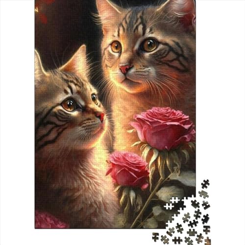 Spielgeschenk Puzzle Tiere Katzen 1000 Teile Puzzle für Erwachsene Premium 100% Recycling-Holz für Erwachsene und für Jugendliche ab 12 Jahren Relax Puzzles Spiele Größe: 75x50cm