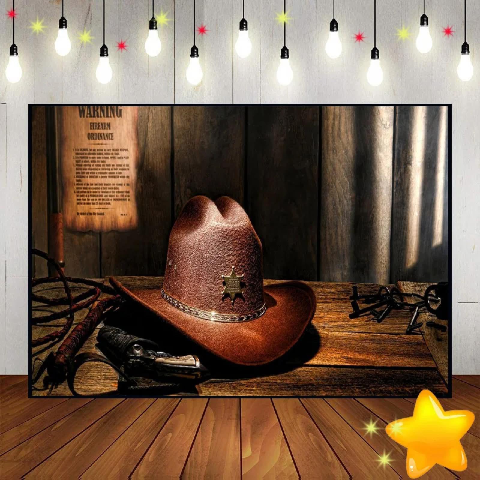 Cowboy Scheune Tür Dekoration Vinyl Dekoration Wild West Stil Bar Fotografie Rustikal Wald Stadt 210X150cm