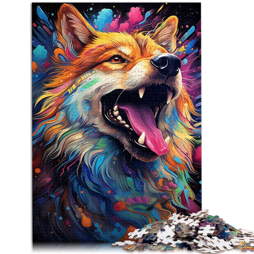 Spielgeschenk-Puzzle, exotischer bunter Deutscher Schäferhund, Puzzle für Erwachsene und Ren, 1000-teiliges Holzpuzzle, anspruchsvolles Spielgeschenk, 1000 Teile (50 x 75 cm)