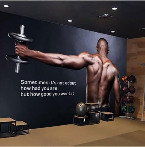 tyujlkjddlf Tapete Wandbild 3D Benutzerdefinierte 3D-Fitnessstudio-Hintergrund-Wandtapete, Fitnessstudio-Poster, Inspirierendes Wandgemälde, Sport-Industriestil-Dekorationstapete-400Cmx280Cm