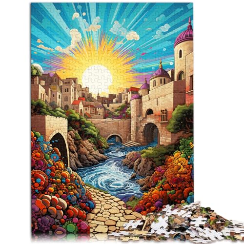 Spielzeug-Puzzle, farbenfrohe Psychedelie der Stadtmauern von Dubrovnik, 1000-teiliges Puzzlespiel, Holzpuzzle, einzigartige Geburtstags, 1000 Teile (50 x 75 cm)