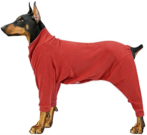 Hundemantel für Winter, Hundepullover Fleece mit Beinen, Hundejumpsuit Gemütlicher Strampler Warme Jacke Weste für kleine mittlere große Hunde (Color : Red, Size : L)