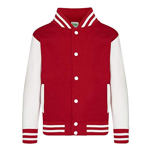 Just Hoods - Kinder College Jacke/Fire Red/White, 9/11 (L)