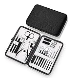 BONAD Zehennagelknipser Schwarzer Nagel-Clipper-Set, elastische Farbe 18-teiliges Maniküre-Nagel-Werkzeug-Set stilvoll und funktional Nagelknipser-Set (Size : 18 Pieces of Black Skin White)