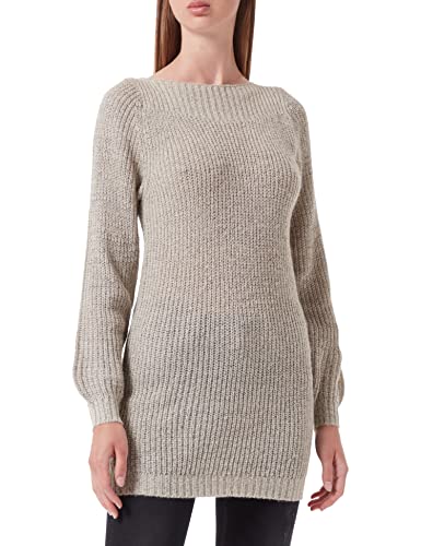 JDY Damen Strickkleid Loose Fit Longsleeve Knit Kleid mit Langen Ärmeln JDYWHITNEY Rundhals Dress Pullover, Farben:Beige, Größe:XXS