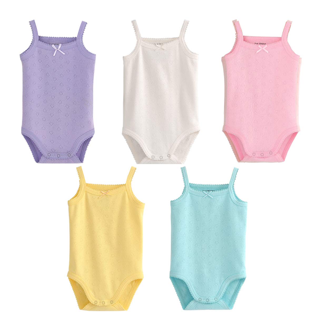 Blueleyu ärmelloses Tanktop, Body, für Babys, Mädchen, aus Baumwolle, 3er-Pack Strampler, 5 Stück., 2-3 Jahre