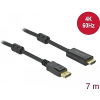 DeLOCK - Video- / Audiokabel - DisplayPort / HDMI - DisplayPort (M) Verriegelung bis HDMI (M) - 7,0m - Dreifachisolierung - Schwarz - 4K Unterstützung, aktiv (85959)