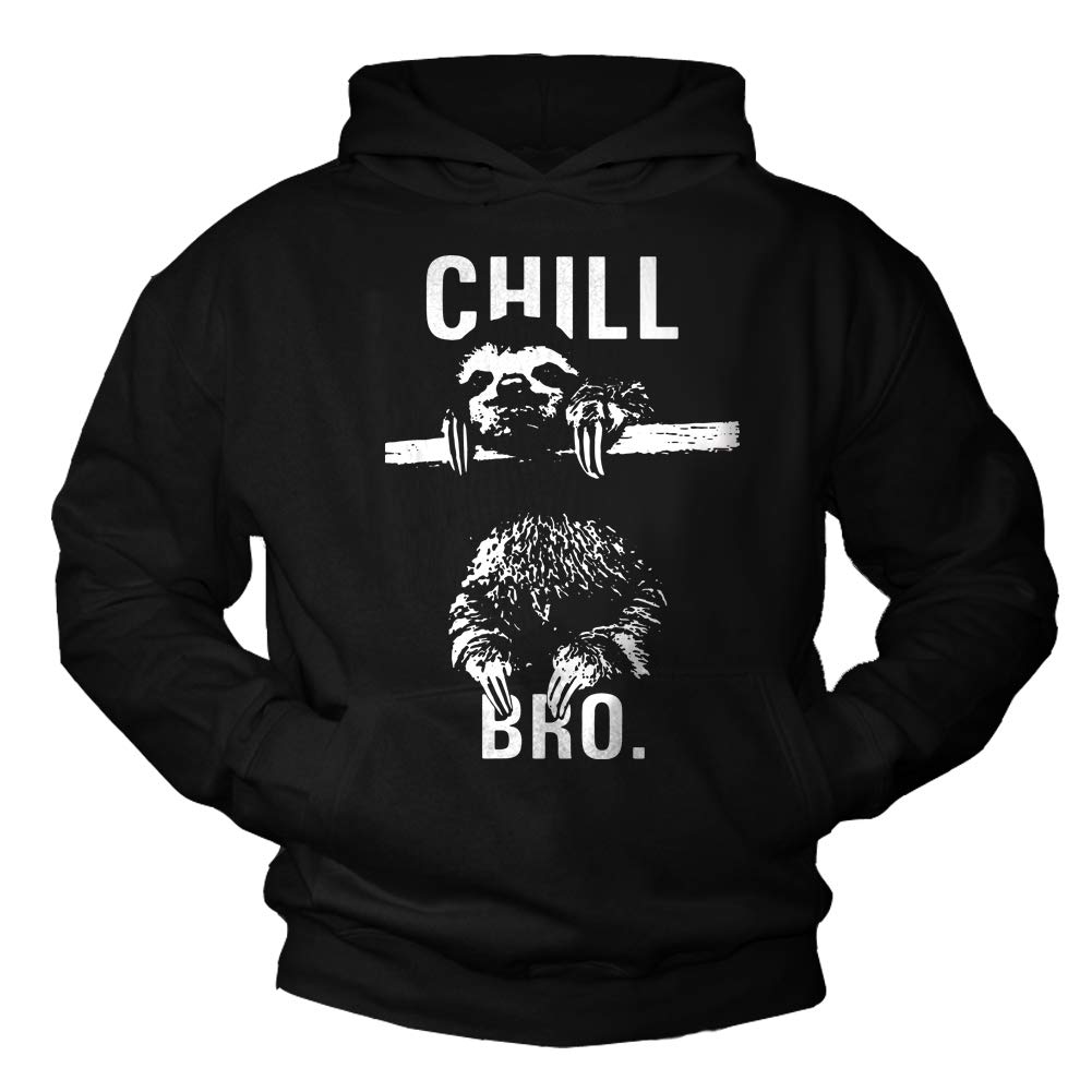 MAKAYA Pullover mit Kapuze Herren CHILL BRO Sweatshirt Kapuzenpullover Hoodie Kinder/Jungs/Damen/Mädchen schwarz Größe S