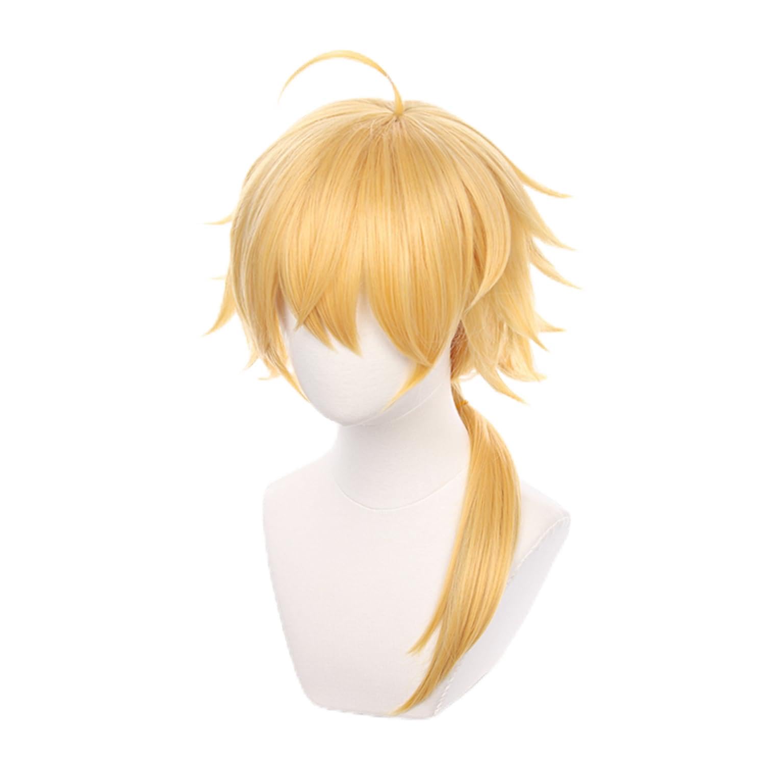 AnimeKostüm,Cosplay Perücke, Goldene Langhaarperücke, Anime-Kostümperücke mit glattem Haar und Pony und Zopf