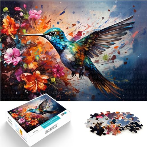 Puzzle Psychedelischer bunter Kolibri für Erwachsene Puzzle 1000 Teile Holzpuzzle für Familienspaß und Spieleabend 1000 Teile (50 x 75 cm)