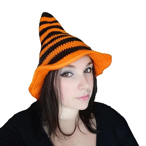 SANRLO Unisex Halloween Schirmmütze Hexenhut Häkeln Zauberer Hut Männer Frauen Cosplay Hexenhut mehrere Arten zur Auswahl