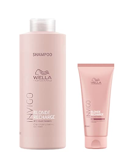 Wella INVIGO Recharge Cool Blonde Color Refreshing Shampoo 1000 ml und Conditioner 200 ml