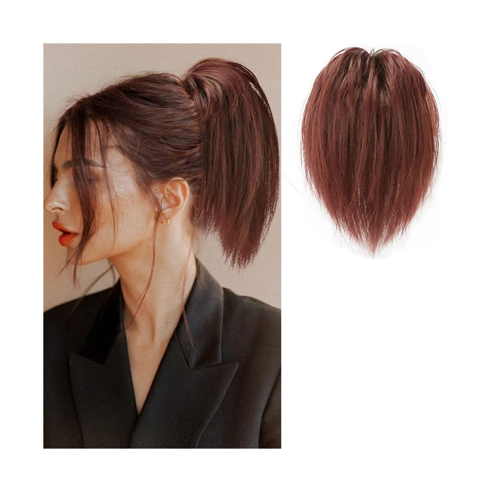 Haarteil Haargummi Messy Bun Haarteil, Krallenclip, Messy Hair Buns Extensions, Tousled Updo, gewellte, lockige Haarteile for Frauen, Krallenclip, Pferdeschwanz-Dutt Haarverlängerung(AS01-350)