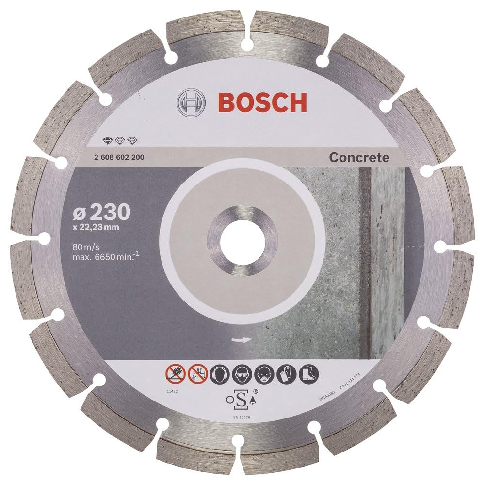 Bosch Professional 1x Diamanttrennscheibe Standard for Concrete (für Beton, Porenbeton, Ø 230 x 22,23 x 2,3 x 10 mm, Zubehör für Winkelschleifer)