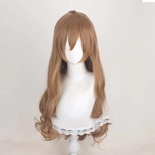 WCCNKK Wig Anime Cosplay Perücke for TIGER×DRAGON Aisaka Taiga Cosplay Perücke Langes Lockiges Braunes Haar Rollenspiel Perücke, Mit Perückenkappe, Anime-Geschenk, Perfekt Für Halloween-Partys