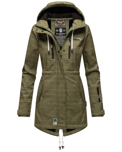 Marikoo Damen Winter Jacke Winterjacke Mantel Outdoor wasserabweisend Softshell B614 [B614-Zimt-Dunkelgrau-Gr.XS]