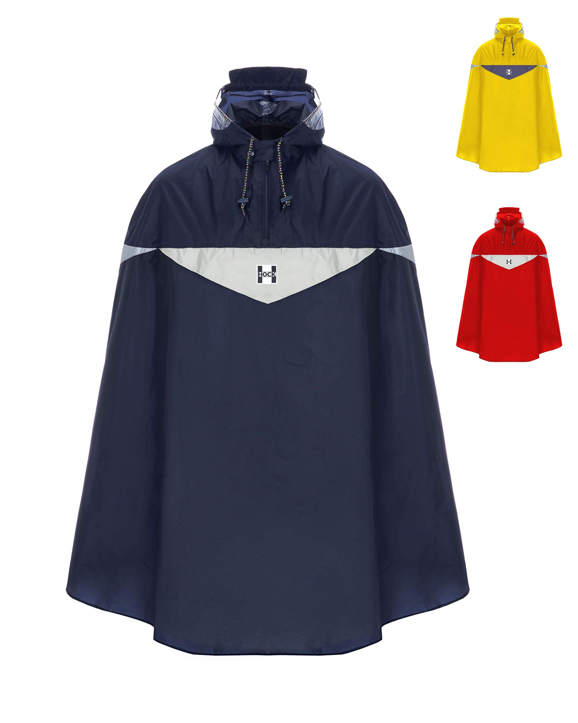 HOCK Premium Fahrrad Regenponcho 'Super Praktiko' mit Lüftung und seitlicher Armöffnung - 100% wasserdichter Fahrradponcho für Herren & Damen (Blau, XXL)